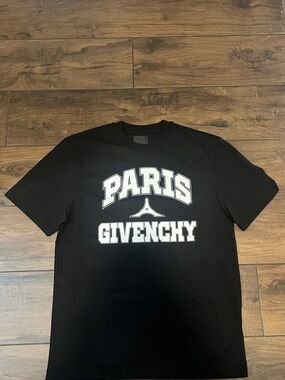 Givenchy Black T-Shirt with White PARIS & GIVENCHY Print